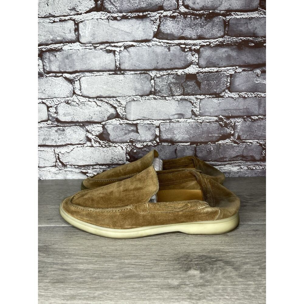 Aurelien Tan Brown Suede Leather Loafer Boat Slipper Shoes Men’s Sz 42 EU/9M US